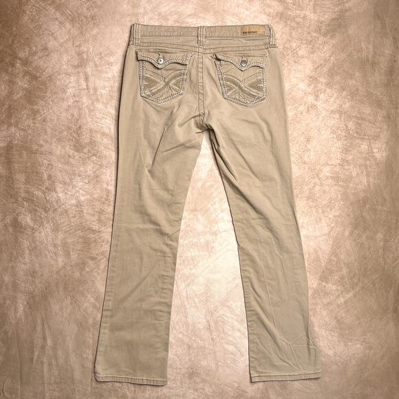 Vintage Y2K Unionbay True Boot Tan Low Rise Pants Embroidered Pockets Juniors 9 - Picture 3 of 11